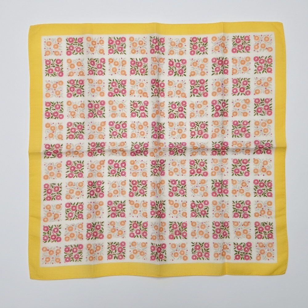 Bandana 21" Square Cotton Handkerchief Yellow Pink Orange Floral Color Headscarf - Picture 4 of 7